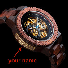 Load image into Gallery viewer, Personalized Customiz Watch Men BOBO BIRD Wood Automatic Watches Relogio Masculino OEM Anniversary Gifts for Him Free Engraving