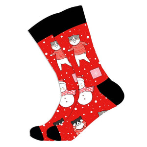 1 pair of autumn and winter warm men's Christmas socks funny Santa Claus elk snowman candy cat dog pattern Christmas man socks