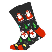 Load image into Gallery viewer, 1 pair of autumn and winter warm men&#39;s Christmas socks funny Santa Claus elk snowman candy cat dog pattern Christmas man socks