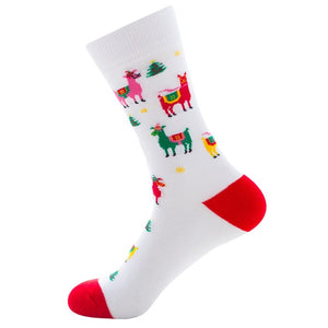 1 pair of autumn and winter warm men's Christmas socks funny Santa Claus elk snowman candy cat dog pattern Christmas man socks