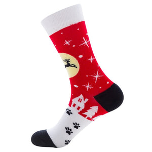 1 pair of autumn and winter warm men's Christmas socks funny Santa Claus elk snowman candy cat dog pattern Christmas man socks