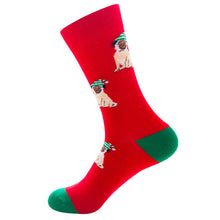 Load image into Gallery viewer, 1 pair of autumn and winter warm men&#39;s Christmas socks funny Santa Claus elk snowman candy cat dog pattern Christmas man socks