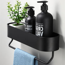 Load image into Gallery viewer, Black Bathroom Shelf 30-50cm Lenght Kitchen Wall Shelves Shower Basket Storage Rack Towel Bar Robe Hooks Bathroom Accessories