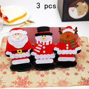 Christmas Cutlery Bag Dinner Tableware Holder Pocket,Xmas Decoration Snowman Santa Elf Reindeer Holiday Ornaments Free shipping