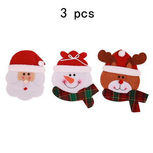 Christmas Cutlery Bag Dinner Tableware Holder Pocket,Xmas Decoration Snowman Santa Elf Reindeer Holiday Ornaments Free shipping