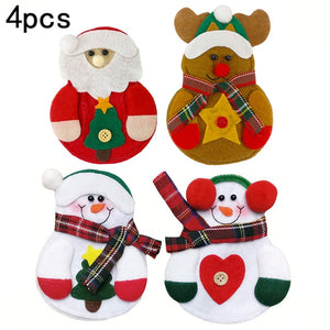 Christmas Cutlery Bag Dinner Tableware Holder Pocket,Xmas Decoration Snowman Santa Elf Reindeer Holiday Ornaments Free shipping