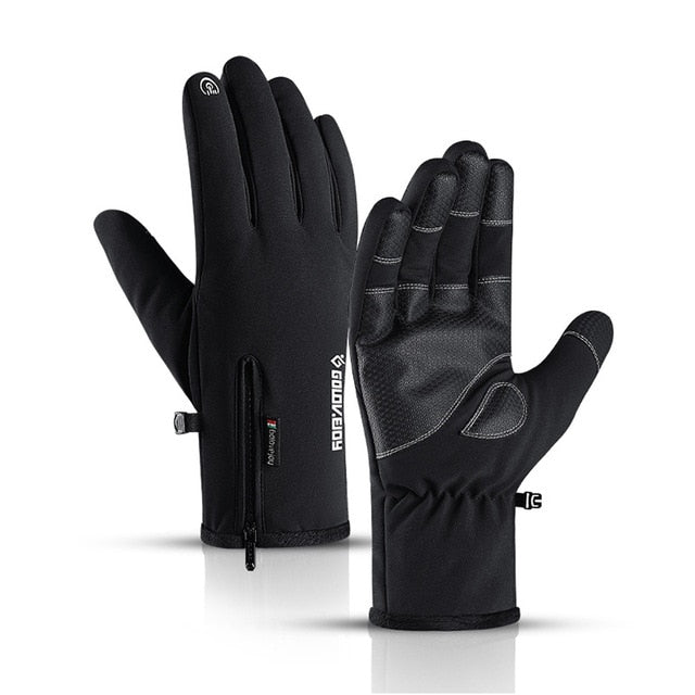 Winter Waterproof Gloves Touch Screen Anti-Slip Zipper Gloves Men Women Riding Skiing Warm Fluff Comfortable Gloves Thickening