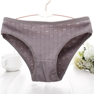 Sexy Women Panties Female Underwear Cotton Briefs Solid 8 Colors Lingerie Underpants for Girls 3D Heart Striped Cotton Pantys