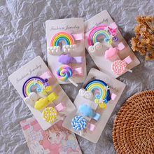 Load image into Gallery viewer, 3pc/set Cute Girl Cloud Lollipop Rainbow Hairpins Cartoon Bobby Pin Hair Clips for Girls Children Headband Kids Accessories