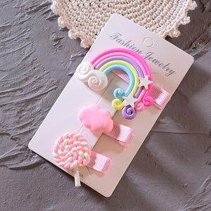 3pc/set Cute Girl Cloud Lollipop Rainbow Hairpins Cartoon Bobby Pin Hair Clips for Girls Children Headband Kids Accessories