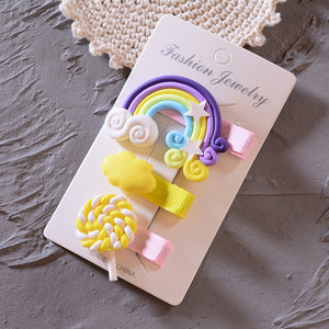 3pc/set Cute Girl Cloud Lollipop Rainbow Hairpins Cartoon Bobby Pin Hair Clips for Girls Children Headband Kids Accessories