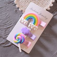 Load image into Gallery viewer, 3pc/set Cute Girl Cloud Lollipop Rainbow Hairpins Cartoon Bobby Pin Hair Clips for Girls Children Headband Kids Accessories