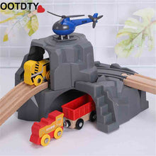 Load image into Gallery viewer, Plastic Grey Double Tunnel Wooden Train Track Accessories Tunnel Track Train Slot Wood Railway Toys Bloques De Construccion