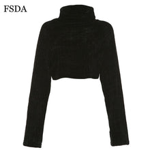 Load image into Gallery viewer, FSDA Women Crop Sweater Turtleneck Long Sleeve Loose Warm Autumn Winter Pink White Black Streetwear Lady Pullover Casual Jumper