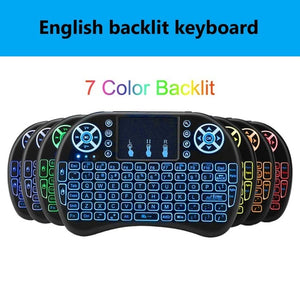 2.4G I8 Mini Keyboard Wireless Keyboard Backlit Air Mouse English Russian Spanish French Remote Control for Android TV BOX