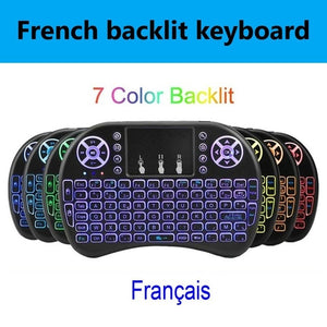 2.4G I8 Mini Keyboard Wireless Keyboard Backlit Air Mouse English Russian Spanish French Remote Control for Android TV BOX