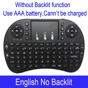 2.4G I8 Mini Keyboard Wireless Keyboard Backlit Air Mouse English Russian Spanish French Remote Control for Android TV BOX