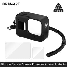 Load image into Gallery viewer, Silicone Case for GoPro Hero 8 Black Tempered Glass Screen Protector Protective Lens Film Housing Cover for Go Pro 8 Accessories