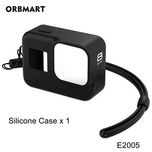 Silicone Case for GoPro Hero 8 Black Tempered Glass Screen Protector Protective Lens Film Housing Cover for Go Pro 8 Accessories