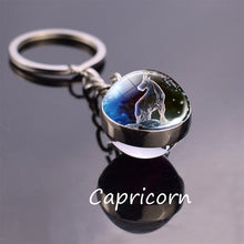 Load image into Gallery viewer, Leo Libra Scorpio 12 Constellation Keychain Glass Ball Pendant Zodiac Sign Keychain Car Key Rings Men Women Birthday Gifts