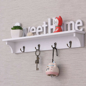 New Creative Wooden Wall Hook Door Mounted Shelf Holder / Clothes Hat Coat Hook Key Wall Organizer Rack Mounted 47 * 16.5 * 9cm