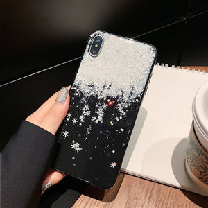 Glitter Christmas Phone Case For iphone 11 Case 6 6S 7 8 Plus X XR XS MAX Case Snowflake phone case Cover TPU Case