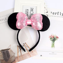 Load image into Gallery viewer, Christmas Mickey Ears Headband Minnie Hairband Pink Sequin Hair Clips Bows for Girls Antlers Hair Accessories for Birthday Party