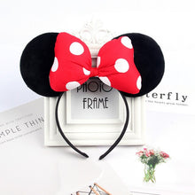 Load image into Gallery viewer, Christmas Mickey Ears Headband Minnie Hairband Pink Sequin Hair Clips Bows for Girls Antlers Hair Accessories for Birthday Party