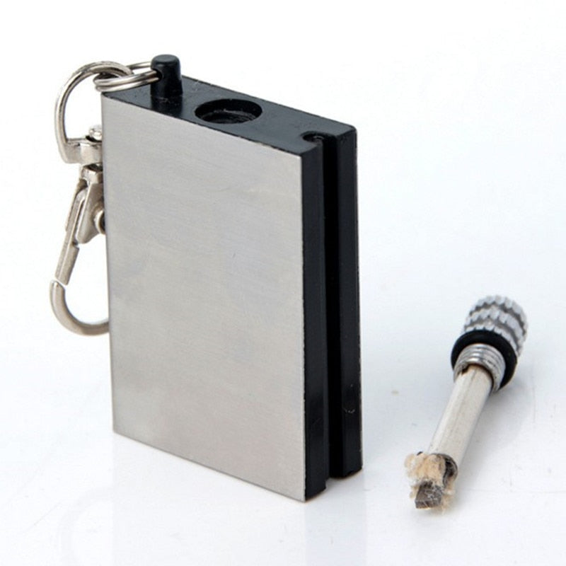 Outdoor Emergency Survival Camping Lighter Portable Stainless Steel Waterproof Forever Lighter Match Keychain No Oil