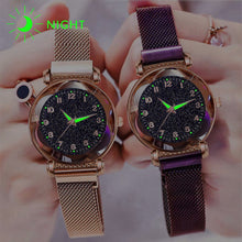 Load image into Gallery viewer, Women Magnet Buckle Starry Sky Luminous Watch Luxury Ladies Stainless Steel Quartz Watch Relogio Feminino