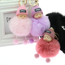 Load image into Gallery viewer, Baby Doll Key Ring Doll Keychain Cute Fluffy Fake Fur Fluffy Ball Car DecorationKawaii Confused Doll Hair Ball Keychain pokemon