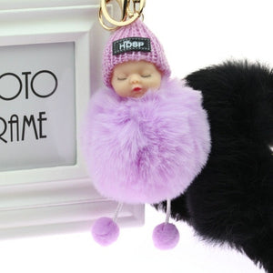 Baby Doll Key Ring Doll Keychain Cute Fluffy Fake Fur Fluffy Ball Car DecorationKawaii Confused Doll Hair Ball Keychain pokemon