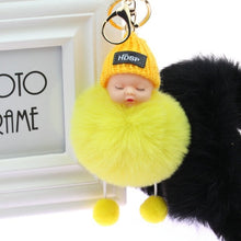 Load image into Gallery viewer, Baby Doll Key Ring Doll Keychain Cute Fluffy Fake Fur Fluffy Ball Car DecorationKawaii Confused Doll Hair Ball Keychain pokemon