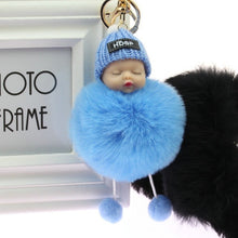 Load image into Gallery viewer, Baby Doll Key Ring Doll Keychain Cute Fluffy Fake Fur Fluffy Ball Car DecorationKawaii Confused Doll Hair Ball Keychain pokemon