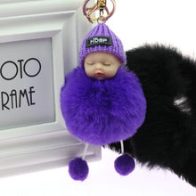 Load image into Gallery viewer, Baby Doll Key Ring Doll Keychain Cute Fluffy Fake Fur Fluffy Ball Car DecorationKawaii Confused Doll Hair Ball Keychain pokemon