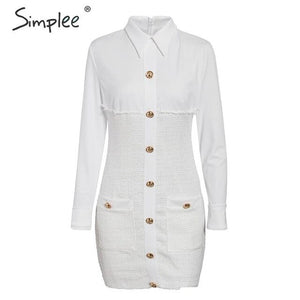 Simplee Plus size bodycon dress Streetwear patchwork single breasted office dress Elegant ladies autumn blazer mini dress