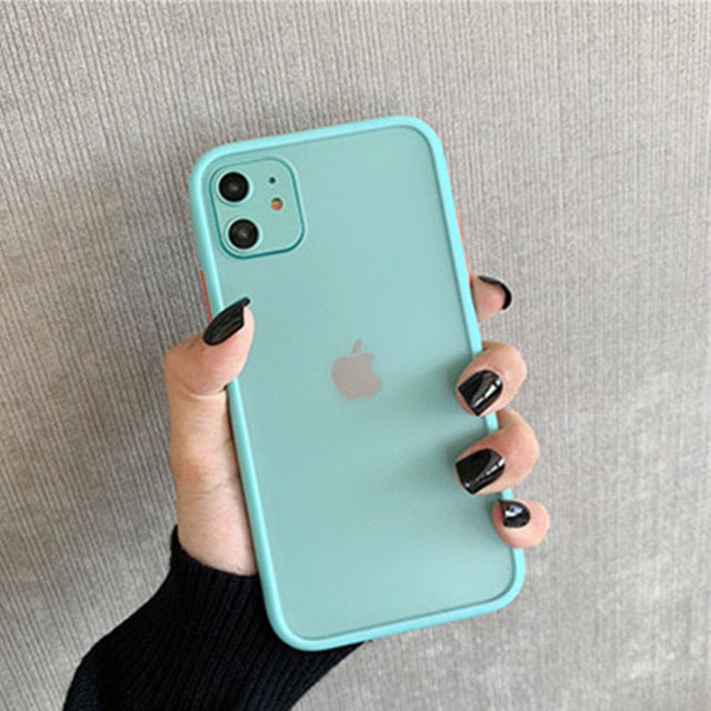 Mint Hybrid Simple Matte Bumper Phone Case for Iphone 11 Pro Max Xr Xs Max 6s 8 7 Plus Shockproof Soft Tpu Silicone Clear Cover