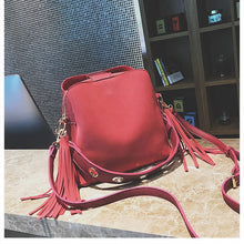 Load image into Gallery viewer, 2019 New Fashion Scrub Women Bucket Bag Vintage Tassel Messenger Bag High Quality Retro Shoulder Bag Simple Crossbody Bag Tote