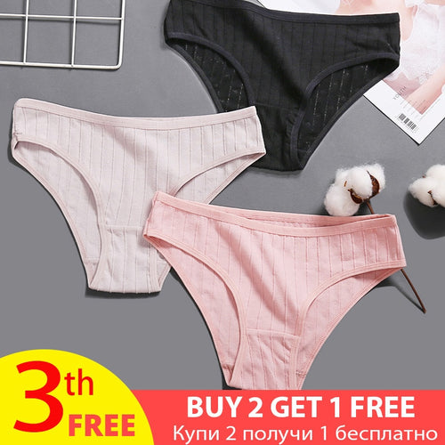 Sexy Women Panties Female Underwear Cotton Briefs Solid 8 Colors Lingerie Underpants for Girls 3D Heart Striped Cotton Pantys